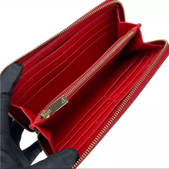 SOLD❤️ LOUBOUTIN RARE Leopard Print Red Accent Zippy Long Wallet - Picture 2 of 8